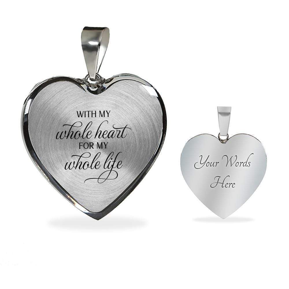 With My Whole Heart Necklace Personalized Engraved Silver Heart Necklace Custom - Picture 2 of 2